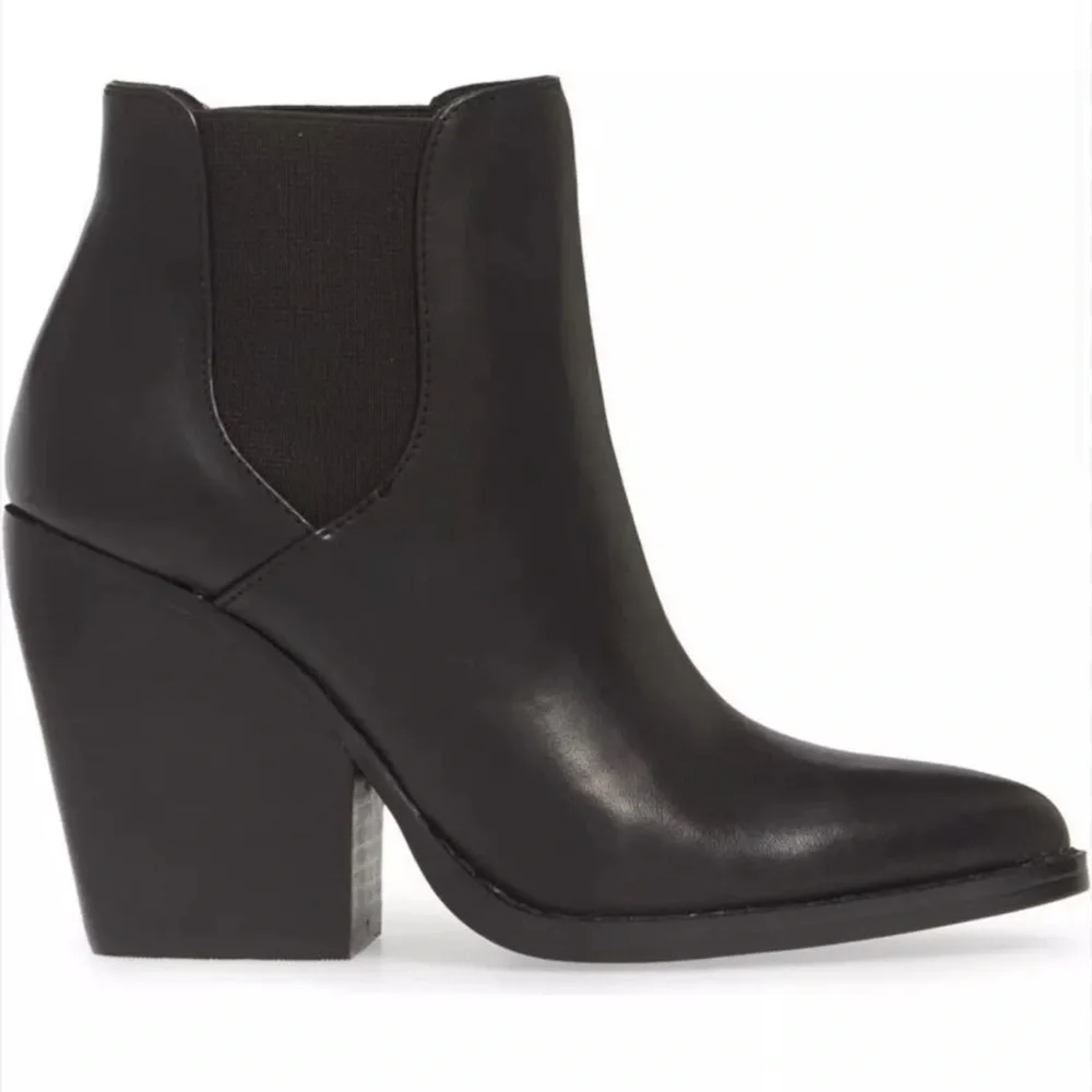 BP Lex Bootie Block Heels In Black Leather  Size 9 Women